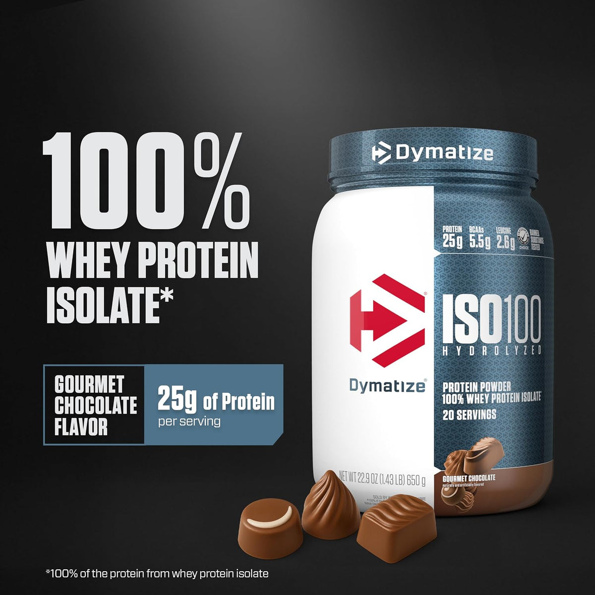 Dymatize Proteína en polvo ISO100, 100% aislado de suero de leche |...