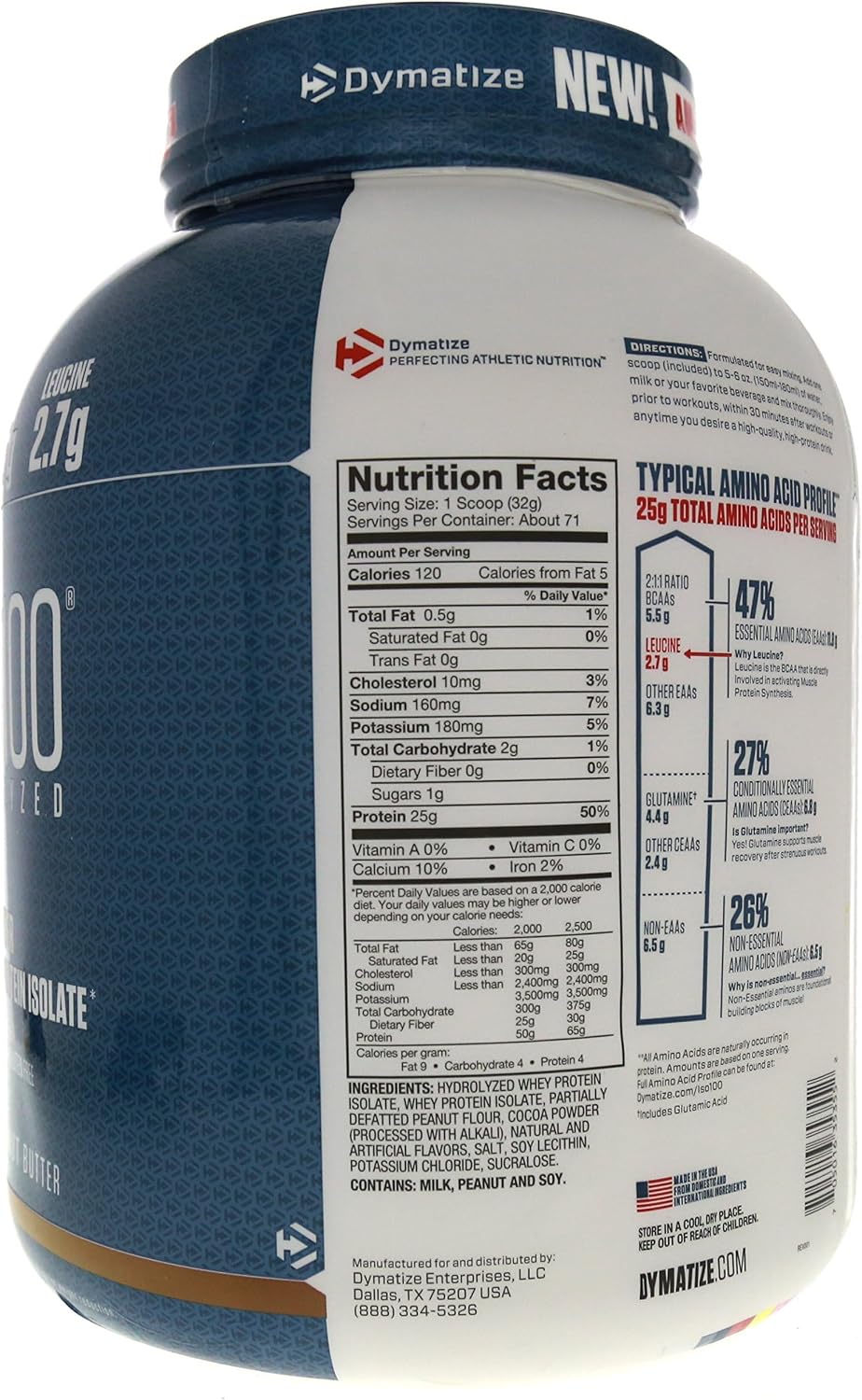Dymatize Polvo de proteína ISO100, 100% aislado de suero de leche |...