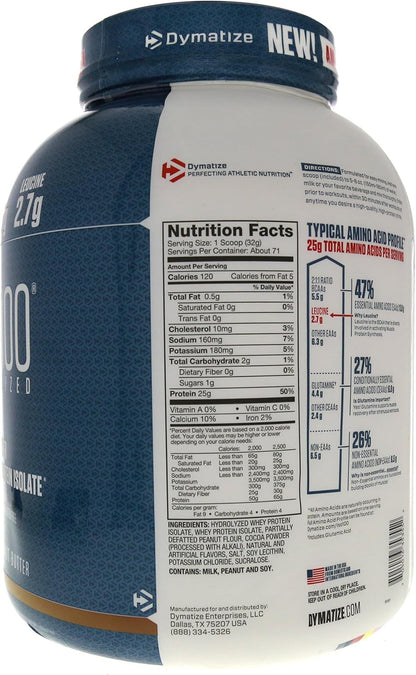 Dymatize Polvo de proteína ISO100, 100% aislado de suero de leche |...