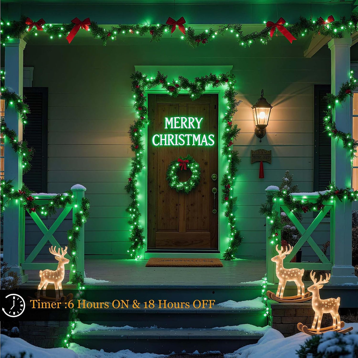 Tcamp 500 luces LED verdes de Navidad de 164 pies, 8 modos, tempori...