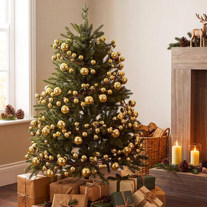 Yuxung 2 guirnaldas de bolas de Navidad de 9 pies, color dorado | B...