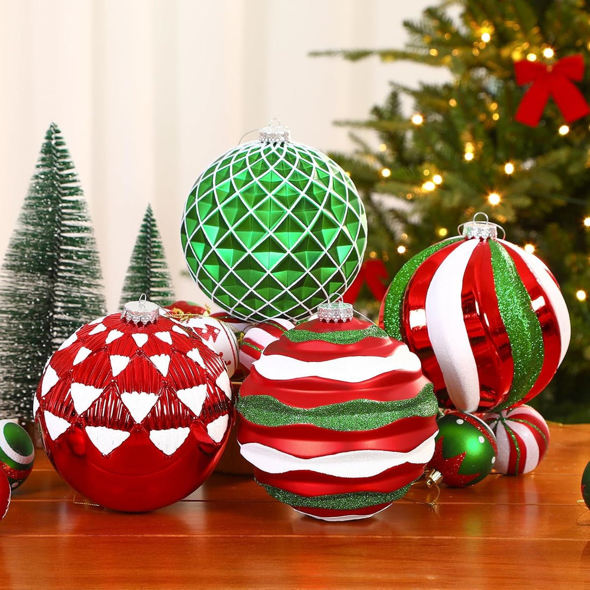 Alupssuc - Bolas de Navidad grandes de 6 pulgadas, 4 unidades, colo...