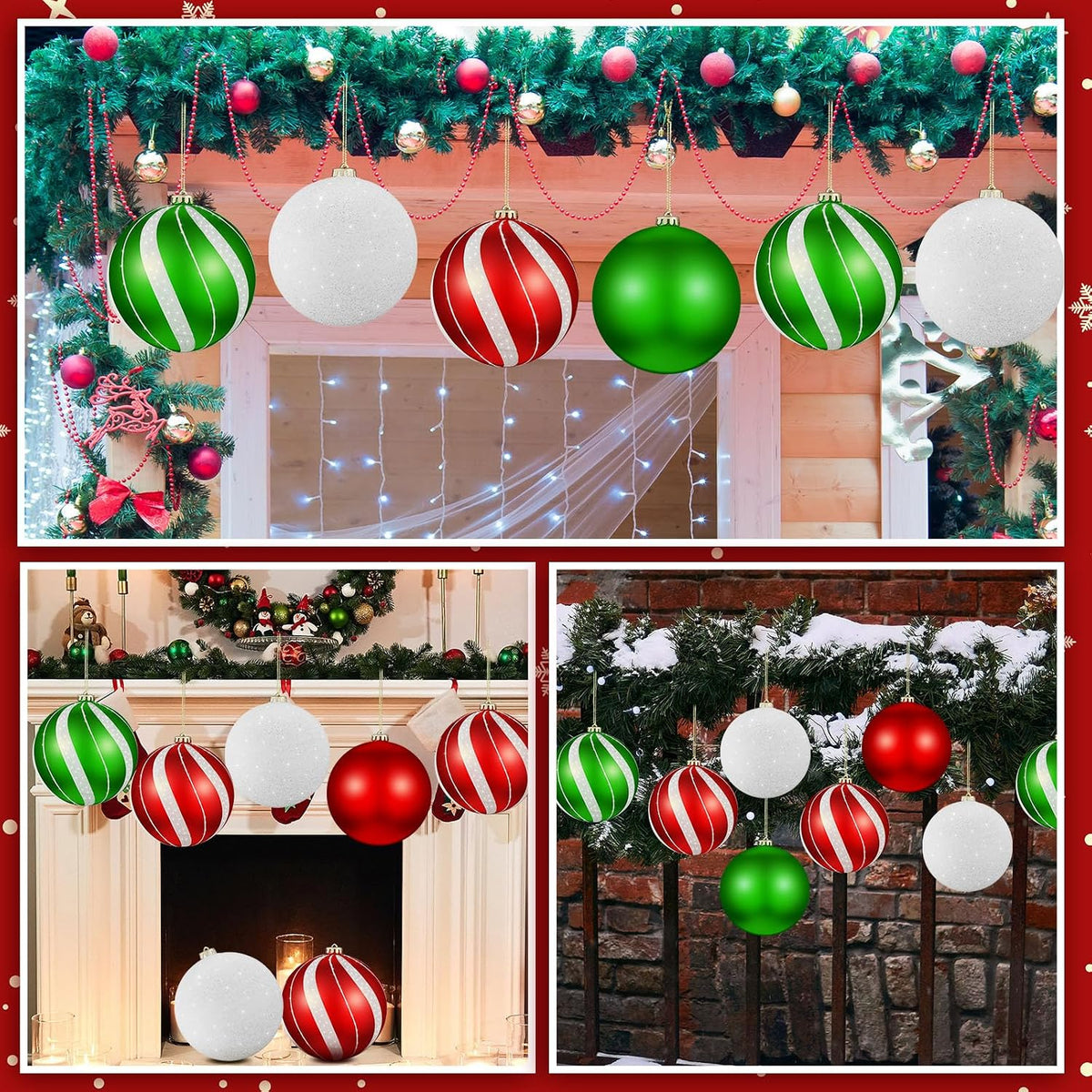 Wettarn Juego de 8 grandes bolas de ornamento de Navidad de 6 pulga...