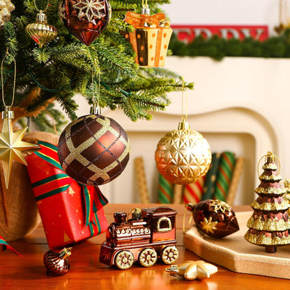 Alupssuc - Juego de 82 bolas de Navidad clásicas, bronce cobre dora...