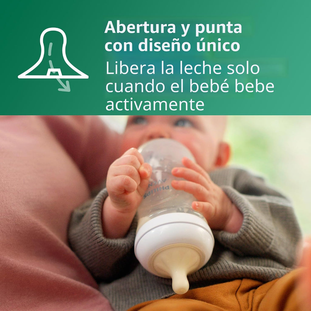 Philips Avent Biberones de vidrio natural, flujo medio, 8 onzas, si...