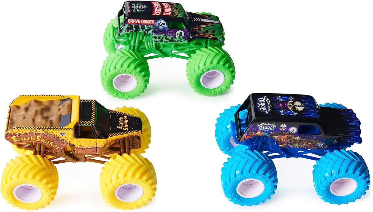 Monster Jam, Charged Crushers - Paquete de 3 (Grave Digger, Son-Uva...