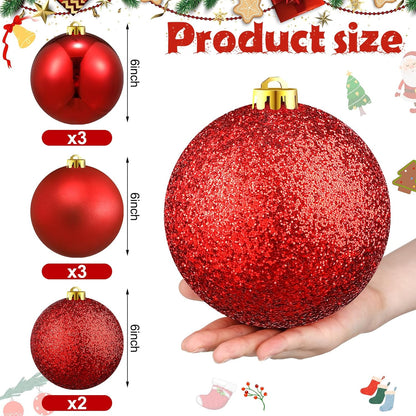 Deekin - Paquete de 8 bolas de adornos de Navidad extra grandes par...