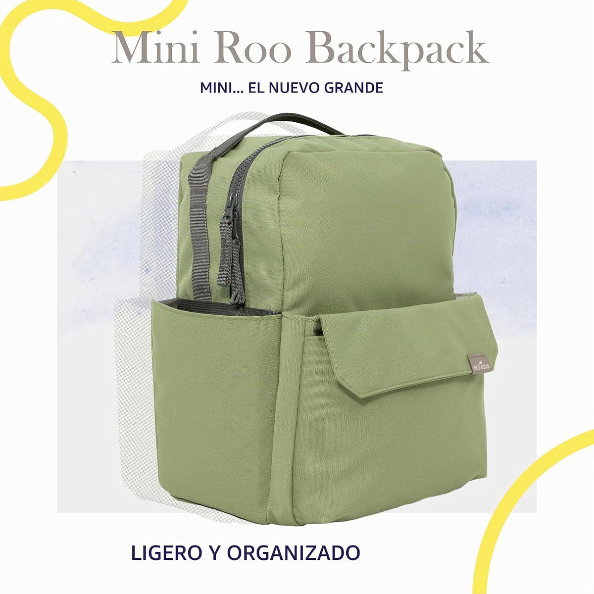 Mini Roo - Mochila para pañales, bolsa de bebé verde musgo, 6 bolsi...