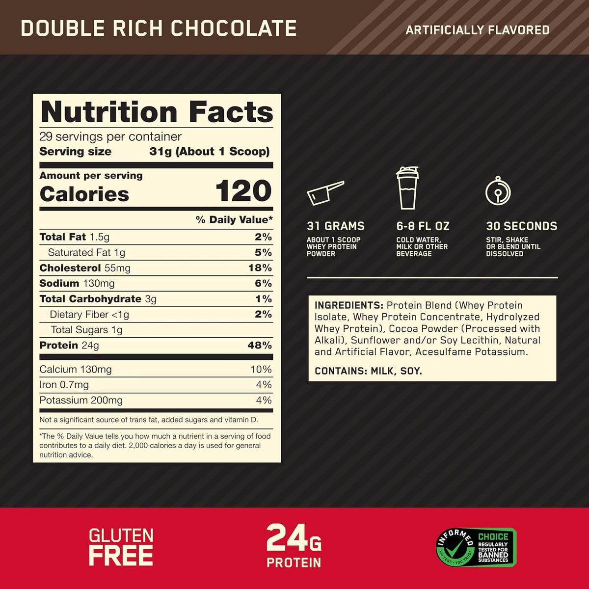 Optimum Nutrition Gold Standard Proteína de suero de leche, chocola...