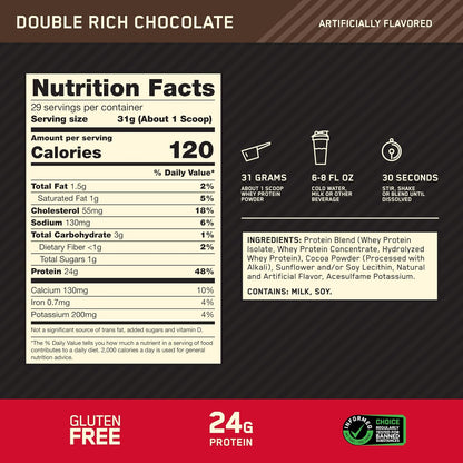 Optimum Nutrition Gold Standard Proteína de suero de leche, chocola...