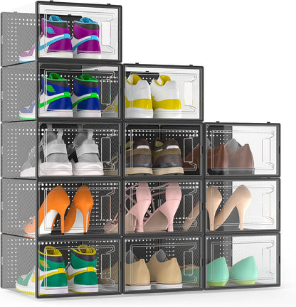 Paquete de 12 cajas de almacenamiento de zapatos apilables de plást...