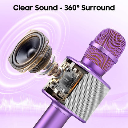 BONAOK - Micrófono inalámbrico Bluetooth de karaoke, 3 en 1; máquin...