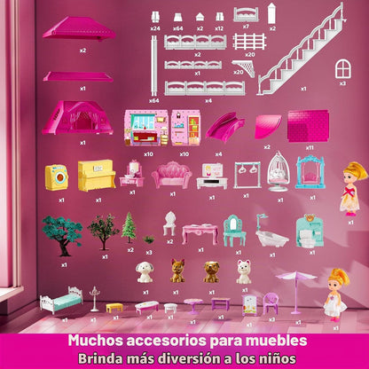 JUKUDAHU Villa Playset para niñas de 3 a 7 años, casa de 4 plantas,...