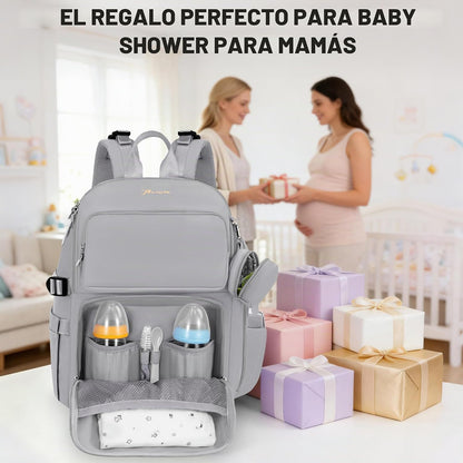 IBVIVIC Mochila para pañales con cambiador portátil, gris suave | B...