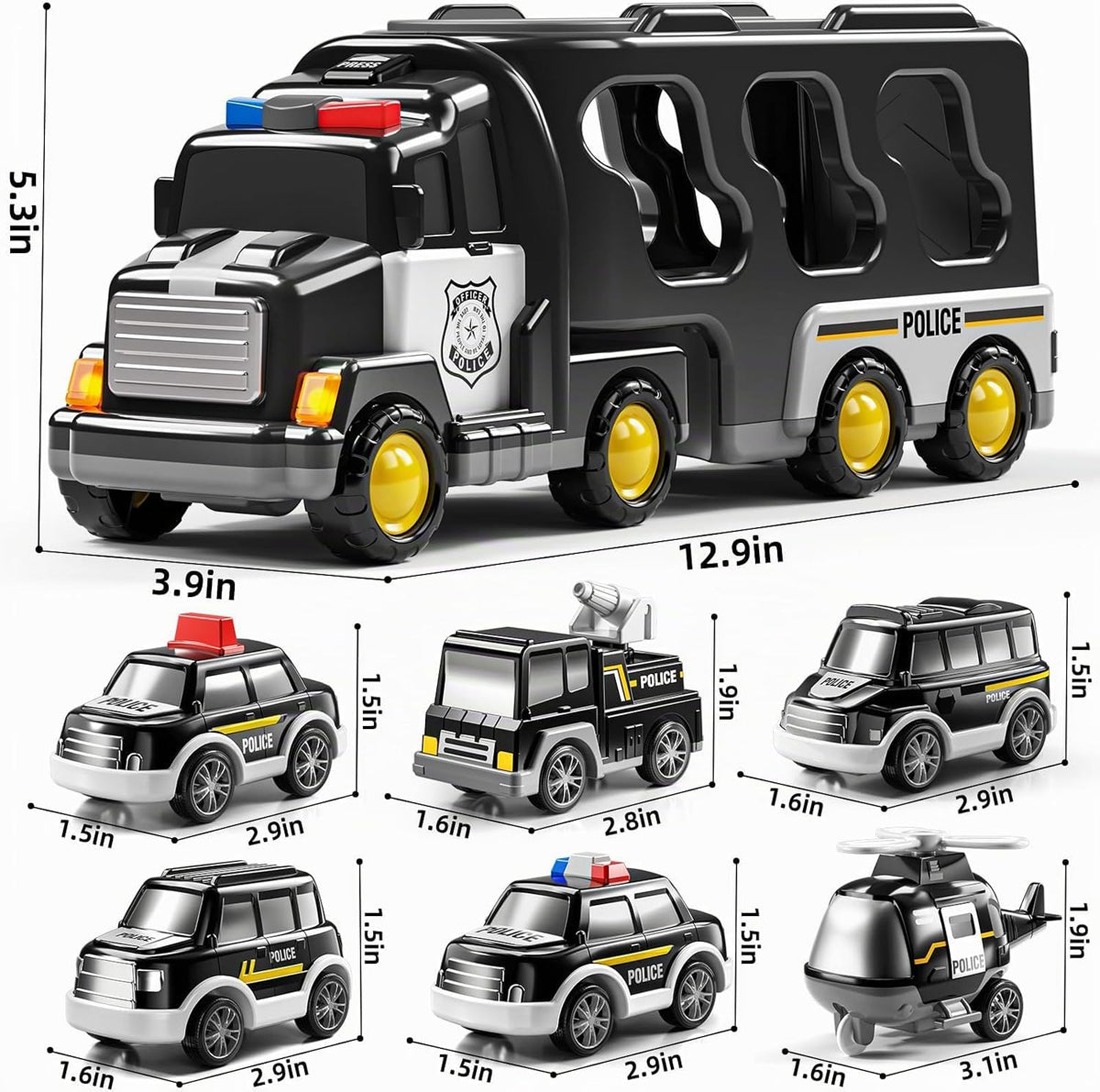 JUKUDAHU - Camión de policía de juguete para niños y niñas de 3 a 9...