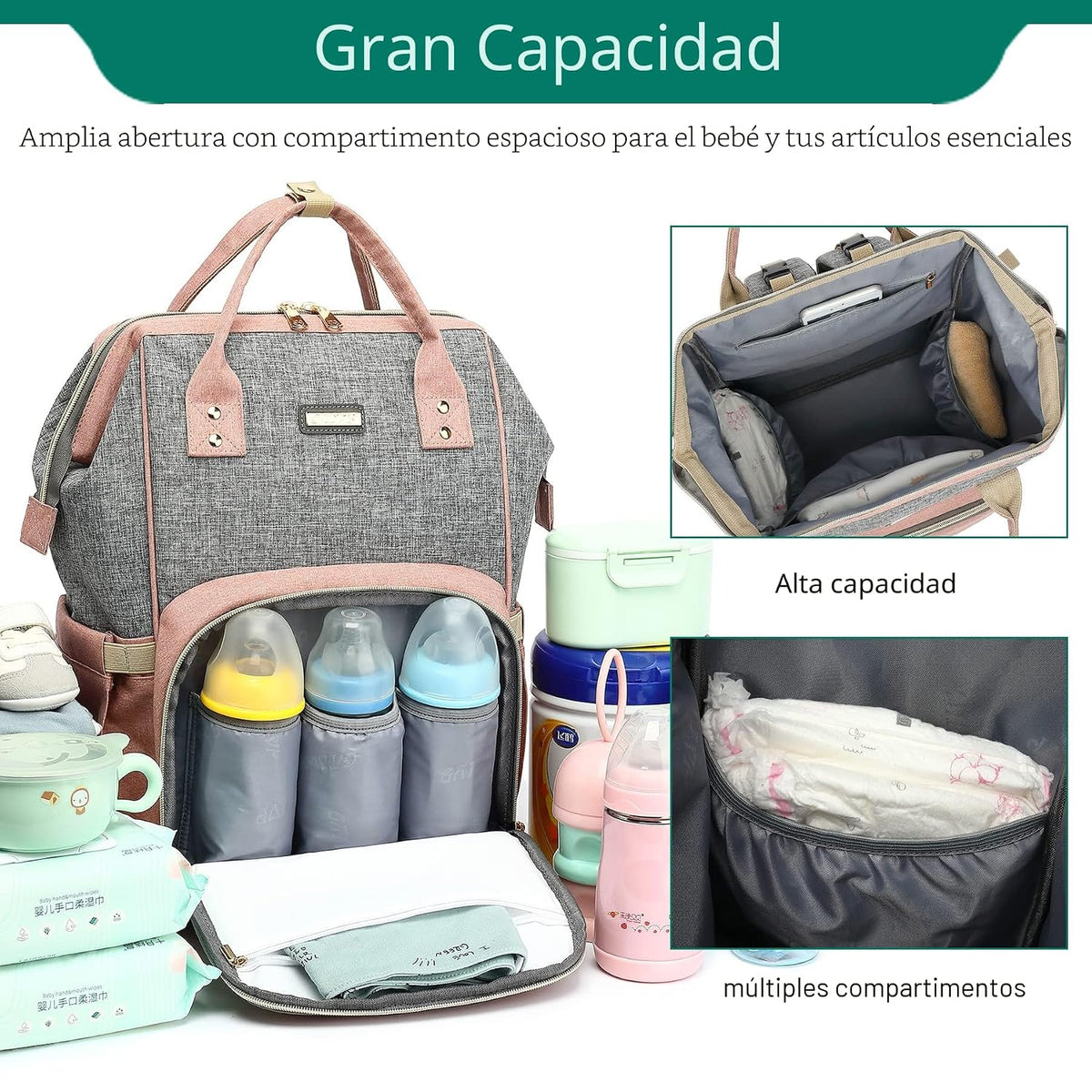 GAIVP Mochila para pañales, bolsas de pañales para bebés, niñas y n...