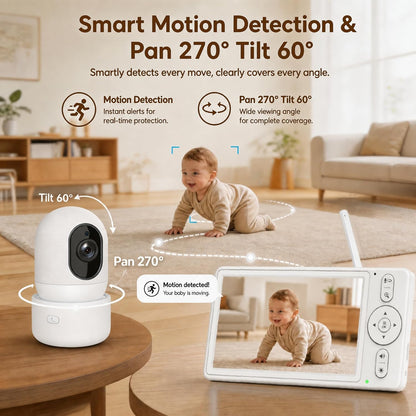 OKAIDI Monitor de bebé inteligente WiFi IPS HD de 5,5 pulgadas con...
