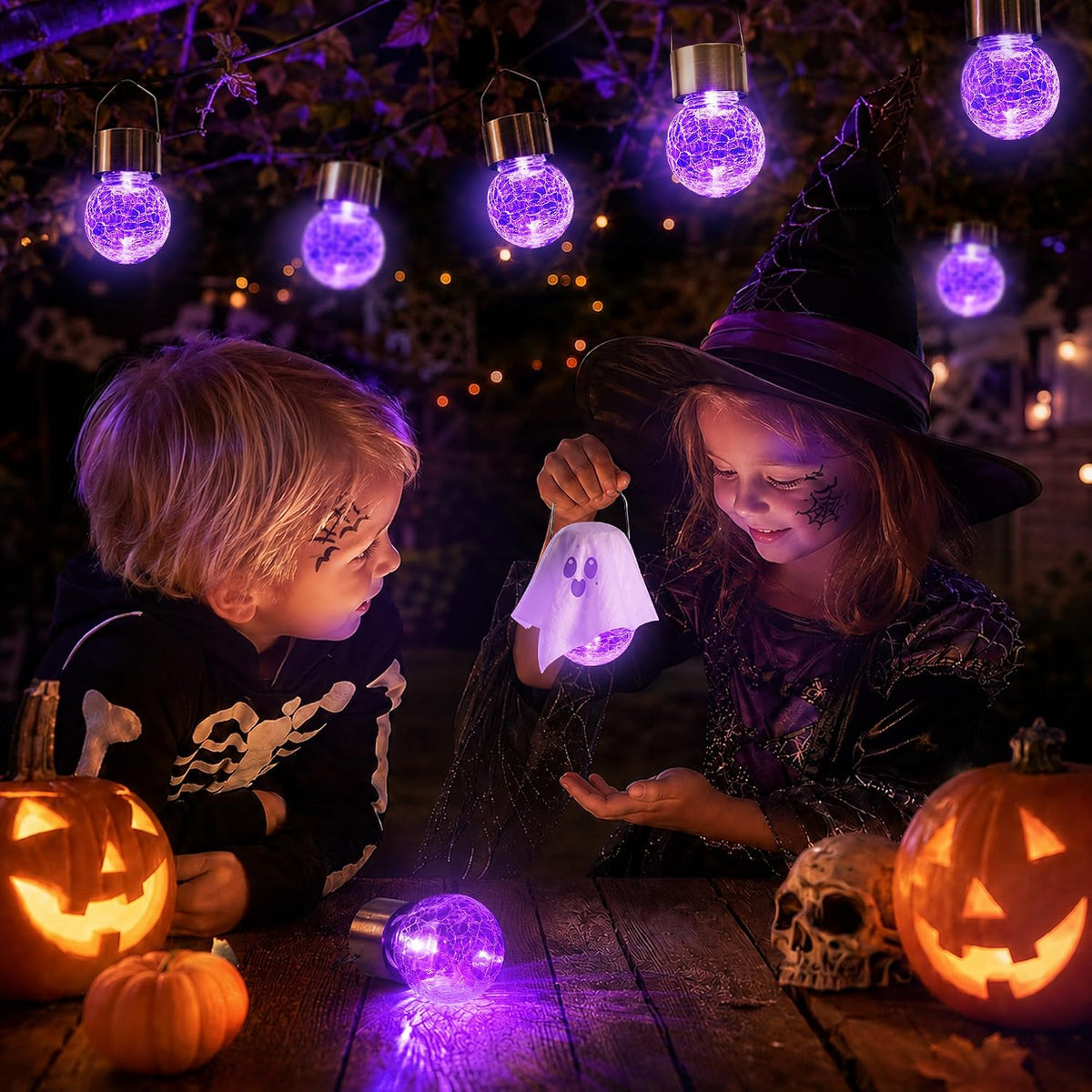 GIGALUMI Luces solares de Halloween Linternas solares colgantes al...