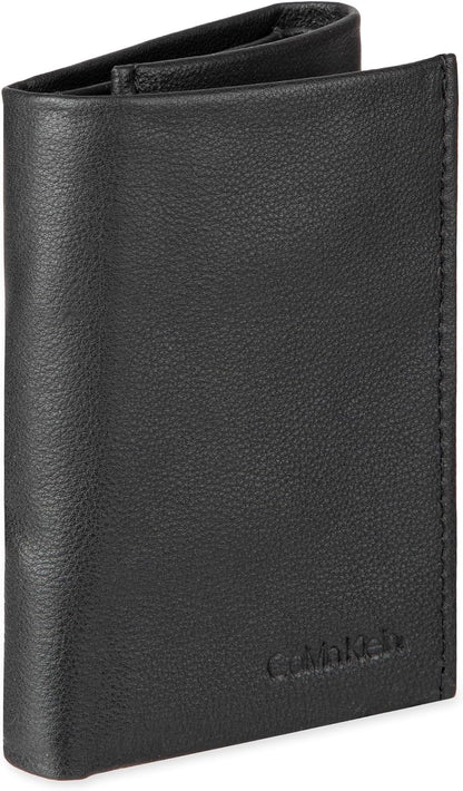 Cartera trifold de cuero con bloqueo RFID para hombre de Calvin Klein