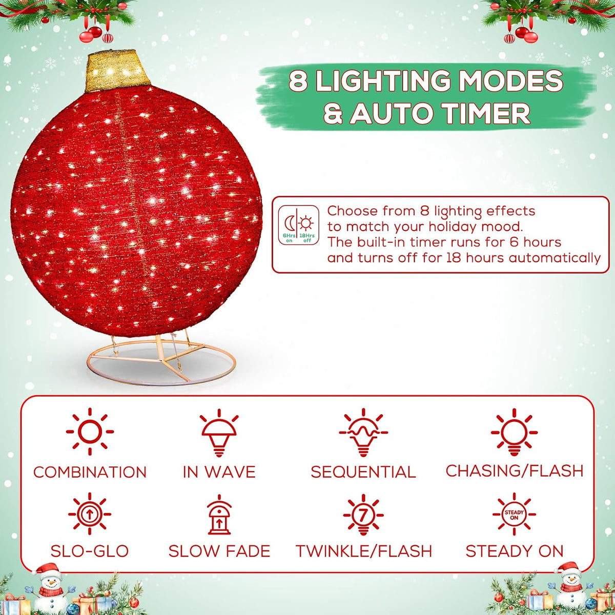 Arborvigro Paquete de 2 adornos de Navidad plegables de 30 y 24 pul...
