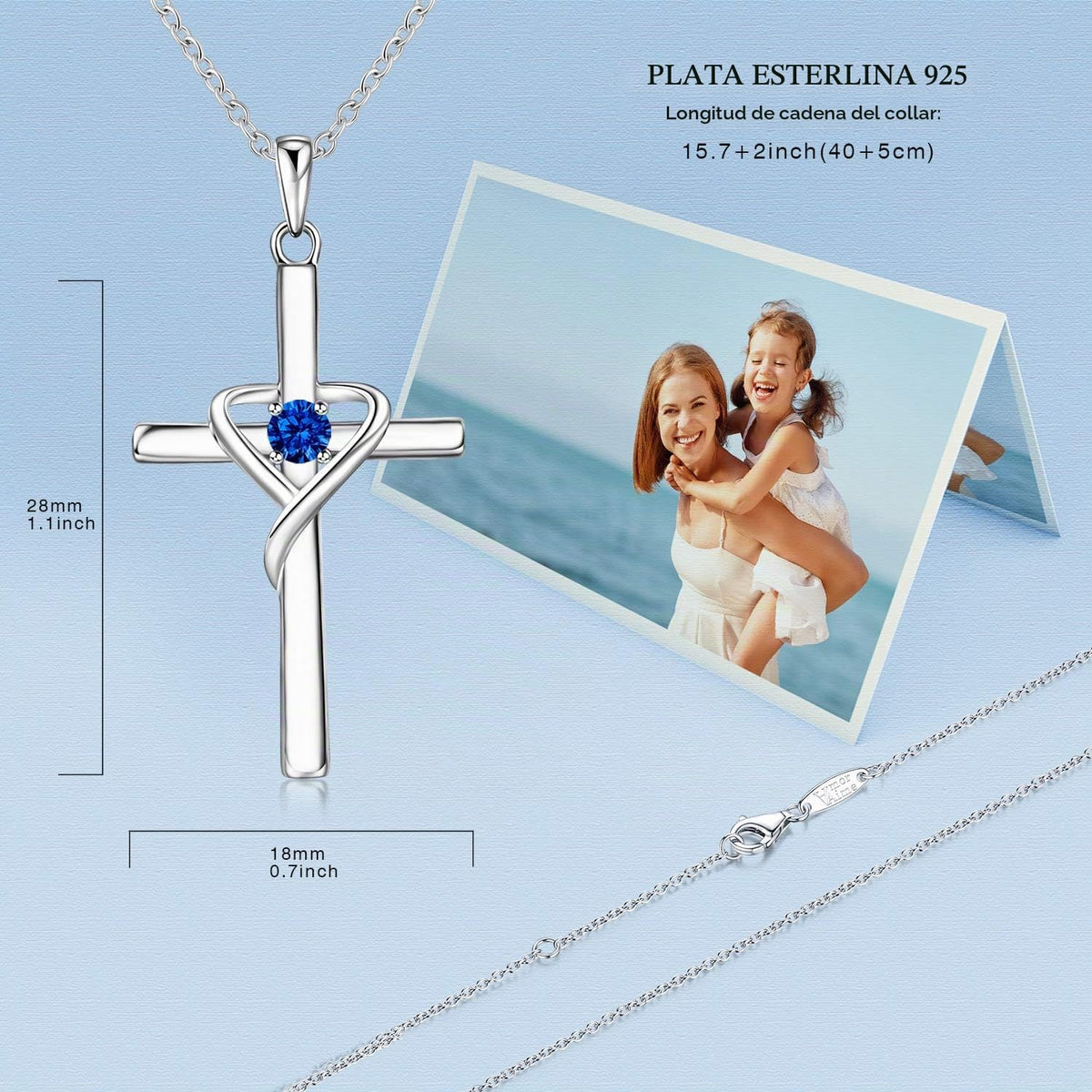AmorAime Collar con cruz de plata de ley 925 para mujeres y hombres...