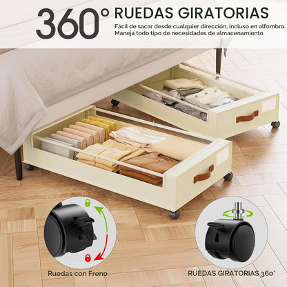 Yecaye Contenedores de almacenamiento debajo de la cama de 60 litro...