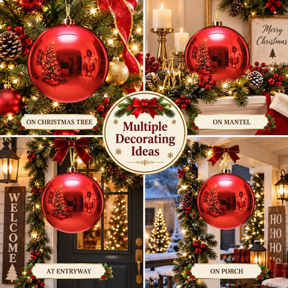 Zubebe 4 piezas Adornos de bola de Navidad extra grandes de 8'...