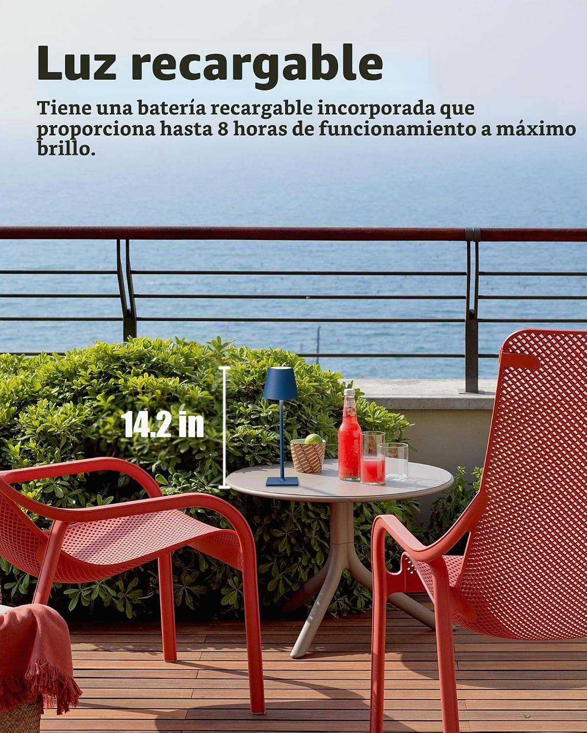 KDG Paquete de 2 lámparas de mesa azules inalámbricas, lámparas de...