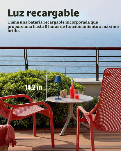 KDG Paquete de 2 lámparas de mesa azules inalámbricas, lámparas de...