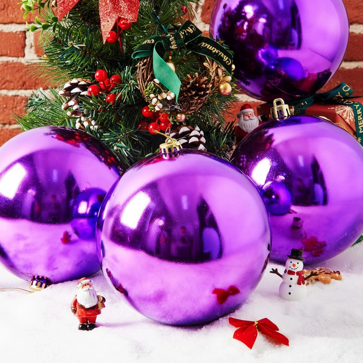 Zubebe 4 piezas Adornos de bola de Navidad extra grandes de 8"...