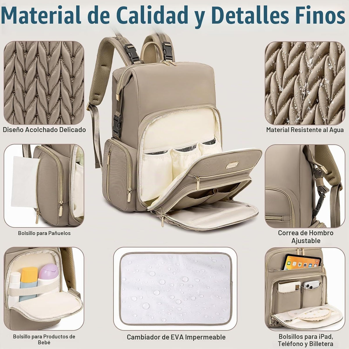 Tealari Mochila para pañales, elegante bolsa de pañales para bebé,...