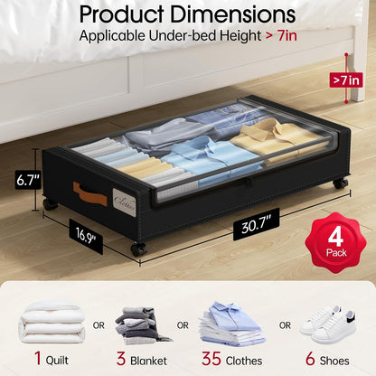 Yecaye Paquete de 4 Cajas de Almacenamiento Debajo de la Cama con R...