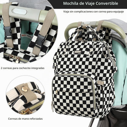 GAIVP mochila de pañales para bebe, negro, rojo (Checkered Black),...