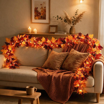 Ucutely Temporizador - Guirnalda de otoño de 50 LED con luces de 12...