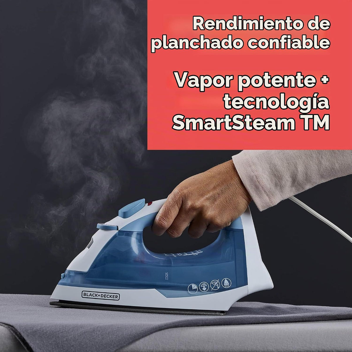 BLACK+DECKER Plancha de vapor para ropa con apagado automático y su...