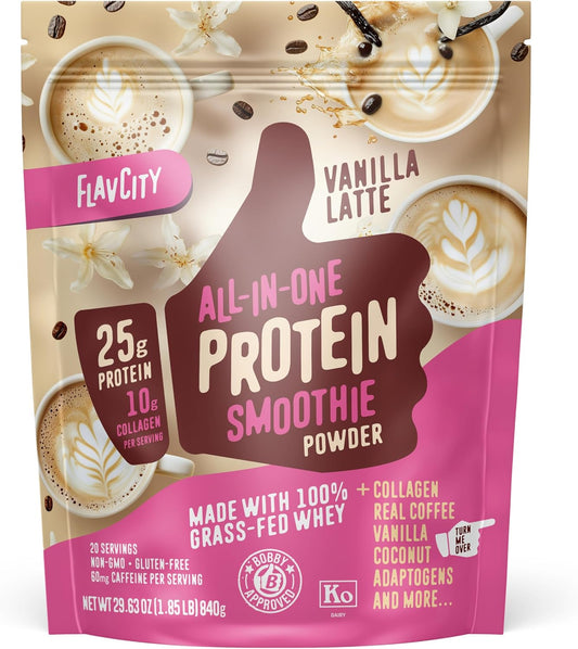 FlavCity - Batido de proteína todo en uno en polvo, vainilla latte...