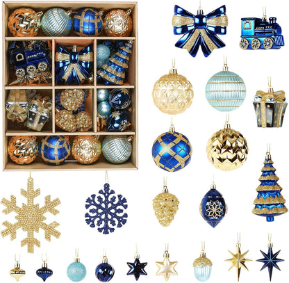 Alupssuc Juego de 82 adornos clásicos de bolas de Navidad, azul y d...