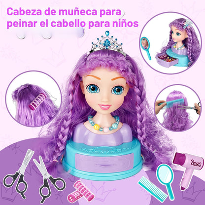 Kryonixty Maquillaje de cabeza de muñeca 4 en 1 para peinar el cabe...