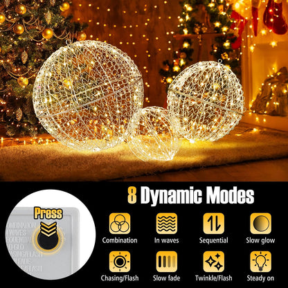 Tangkula Paquete de 3 Bolas de Luz LED de Navidad para Árbol, Grand...