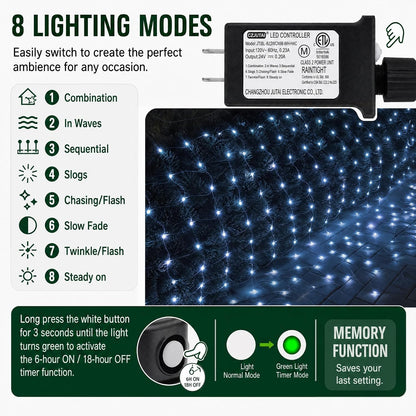 Dazzle Bright 360 luces LED de red, 12 x 5 pies, conectables, imper...