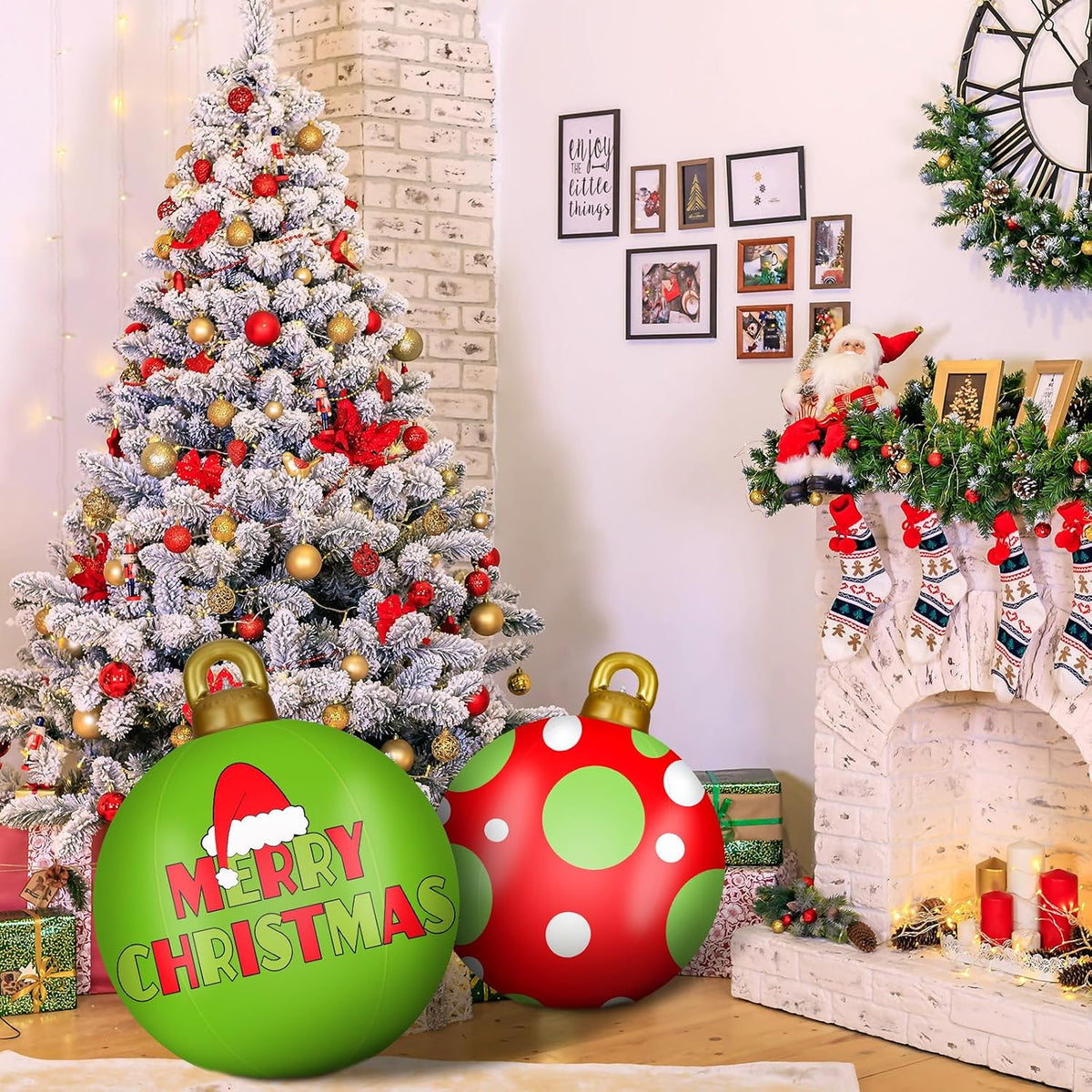 Jetec 2 adornos inflables de Navidad de 32 pulgadas, rojo, verde, b...