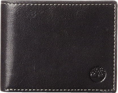 Timberland Billetera plegable de cuero para hombre, color negro (Hu...