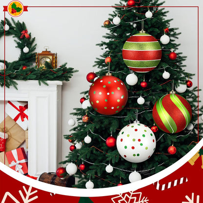 Tigeen - 4 adornos de bolas de Navidad grandes de 6 pulgadas para |...