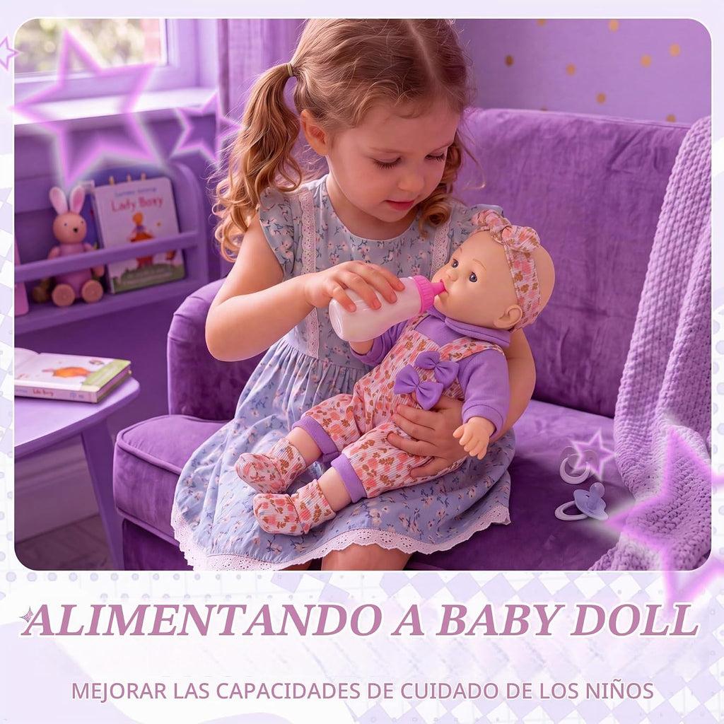 SMILESSKIDDO Muñeca de bebé con moisés, mochila y accesorios Juguet...