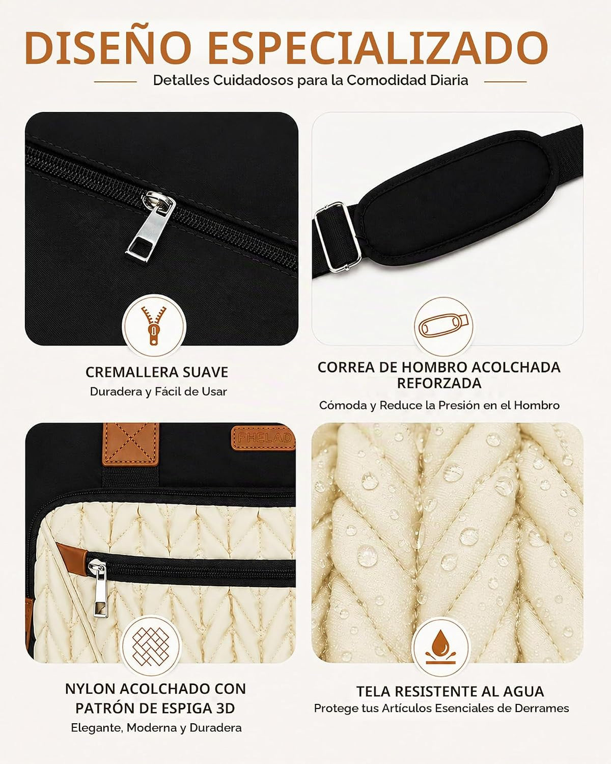 FHELAD Bolsa de pañales para mujer, juego de bolsa de pañales para...