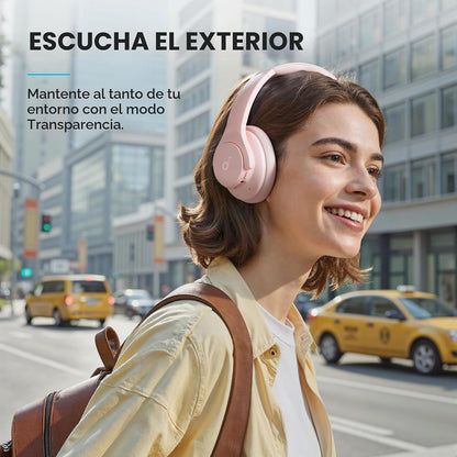 Auriculares Soundcore by Anker Q20i con funda protectora, rosa, paq...