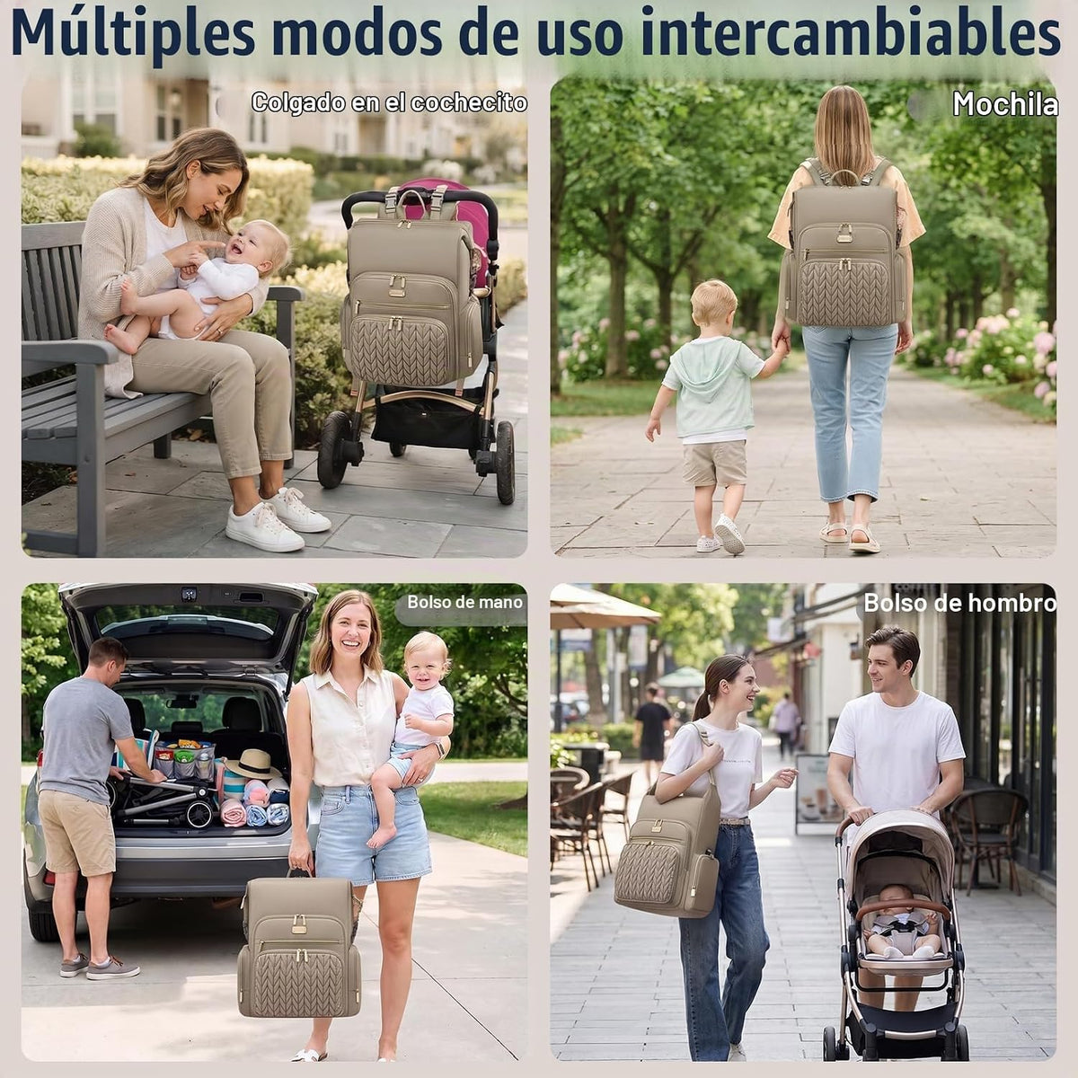 Tealari Mochila para pañales, elegante bolsa de pañales para bebé,...