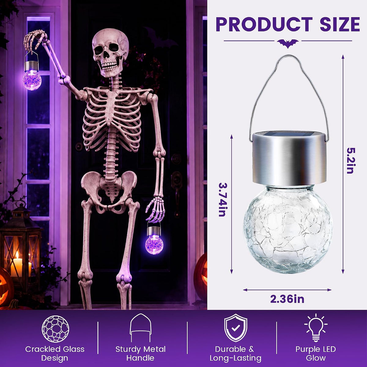 GIGALUMI Luces solares de Halloween Linternas solares colgantes al...