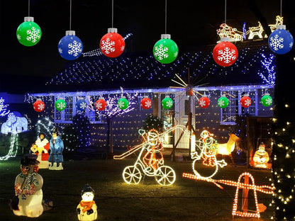 12 piezas de decoraciones navideñas para exteriores, bolas inflable...