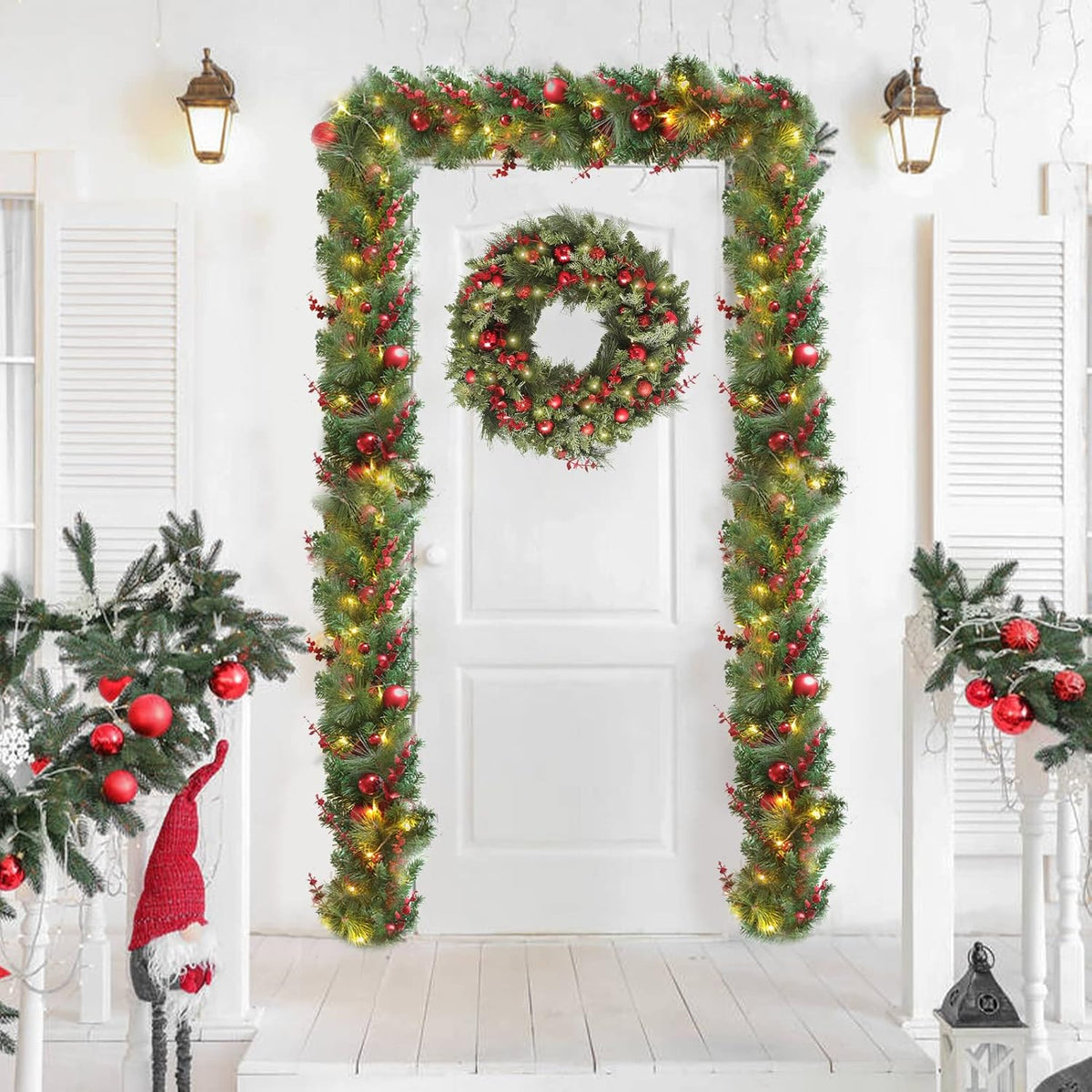 Coronas de Navidad de 24 pulgadas, coronas de Navidad para puerta d...